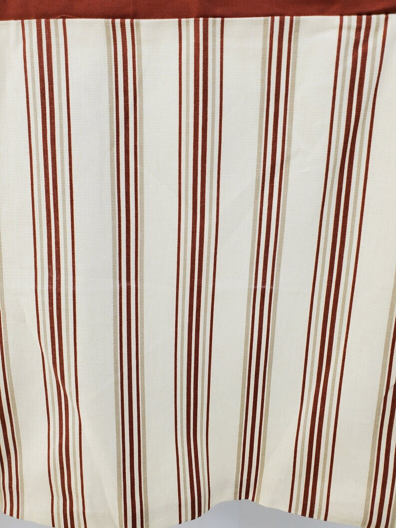 VINTAGE NEW Brick Red Striped Lined Box Pleat Valance 42W16L 100% Cotton
