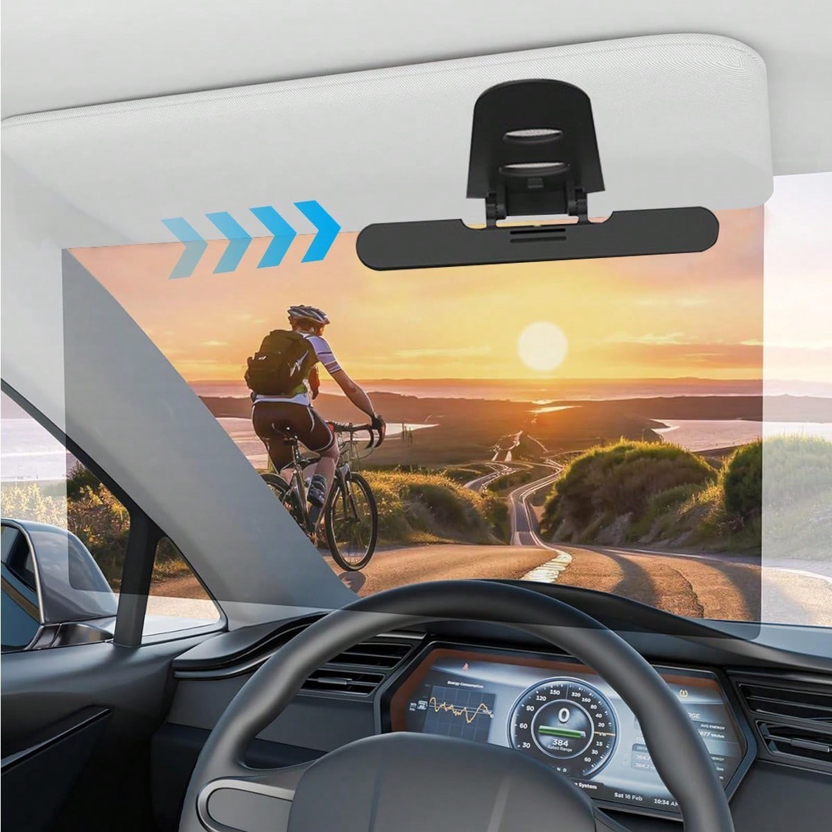 Car Sun Visor Anti Glare Extender Polarized Front Windshield Sunshade Clip On