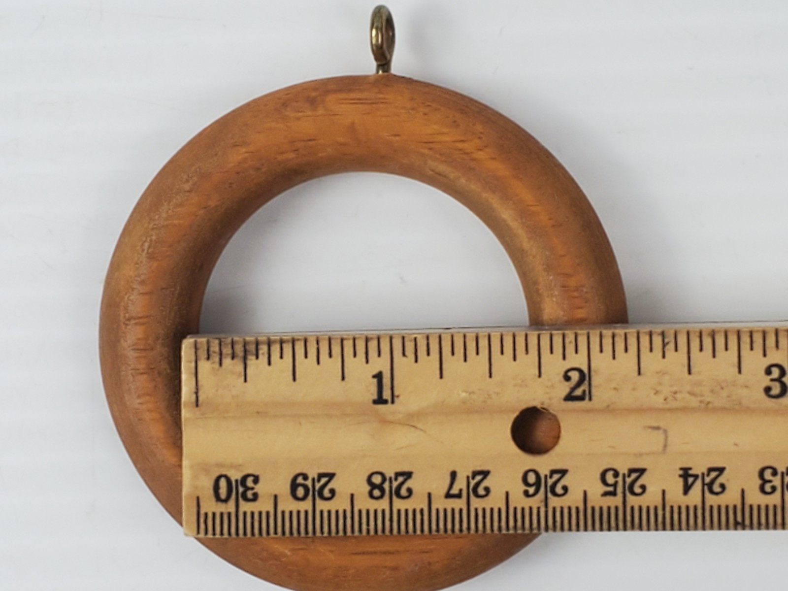 14 Vintage Wooden Curtain Rod Drapery Rings With Eyelets OD 2-3/4” ID 1-3/4”