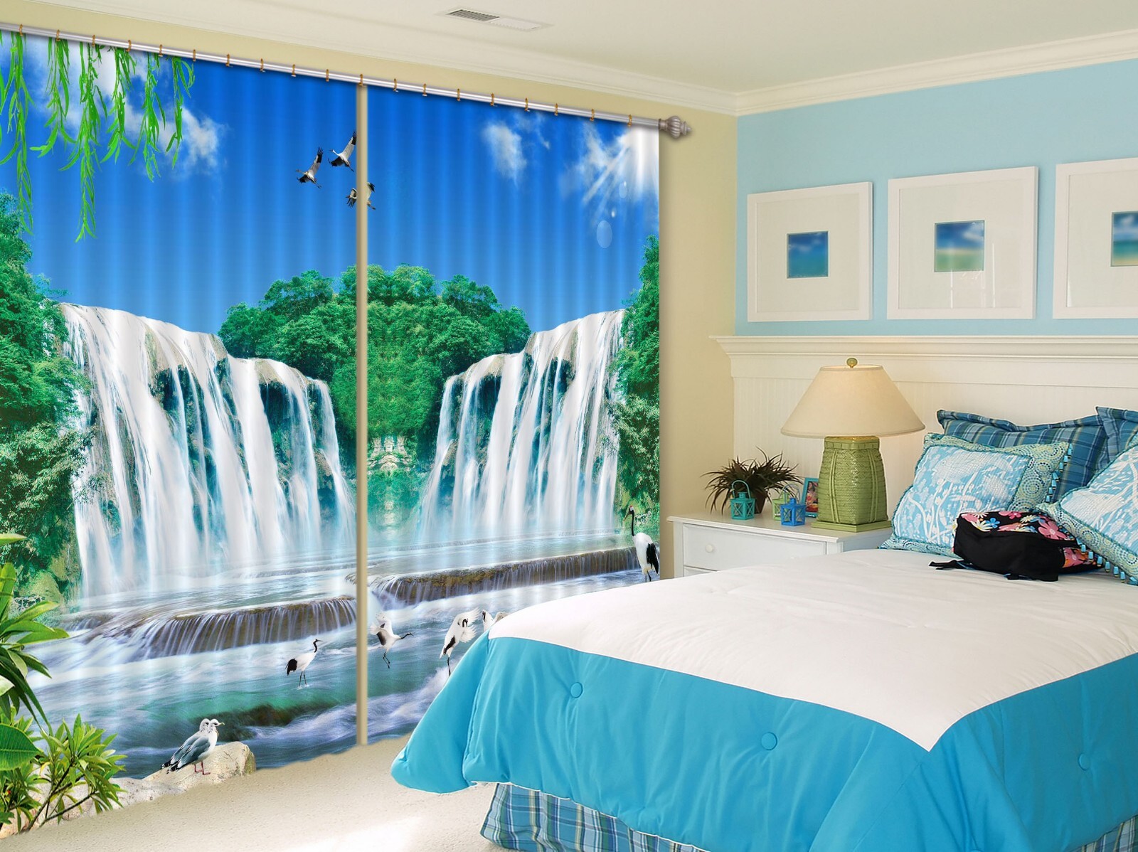 3D Beautiful Waterfall ZHUA2468 Photo Curtain Window Blockout Fabric Amy 2023