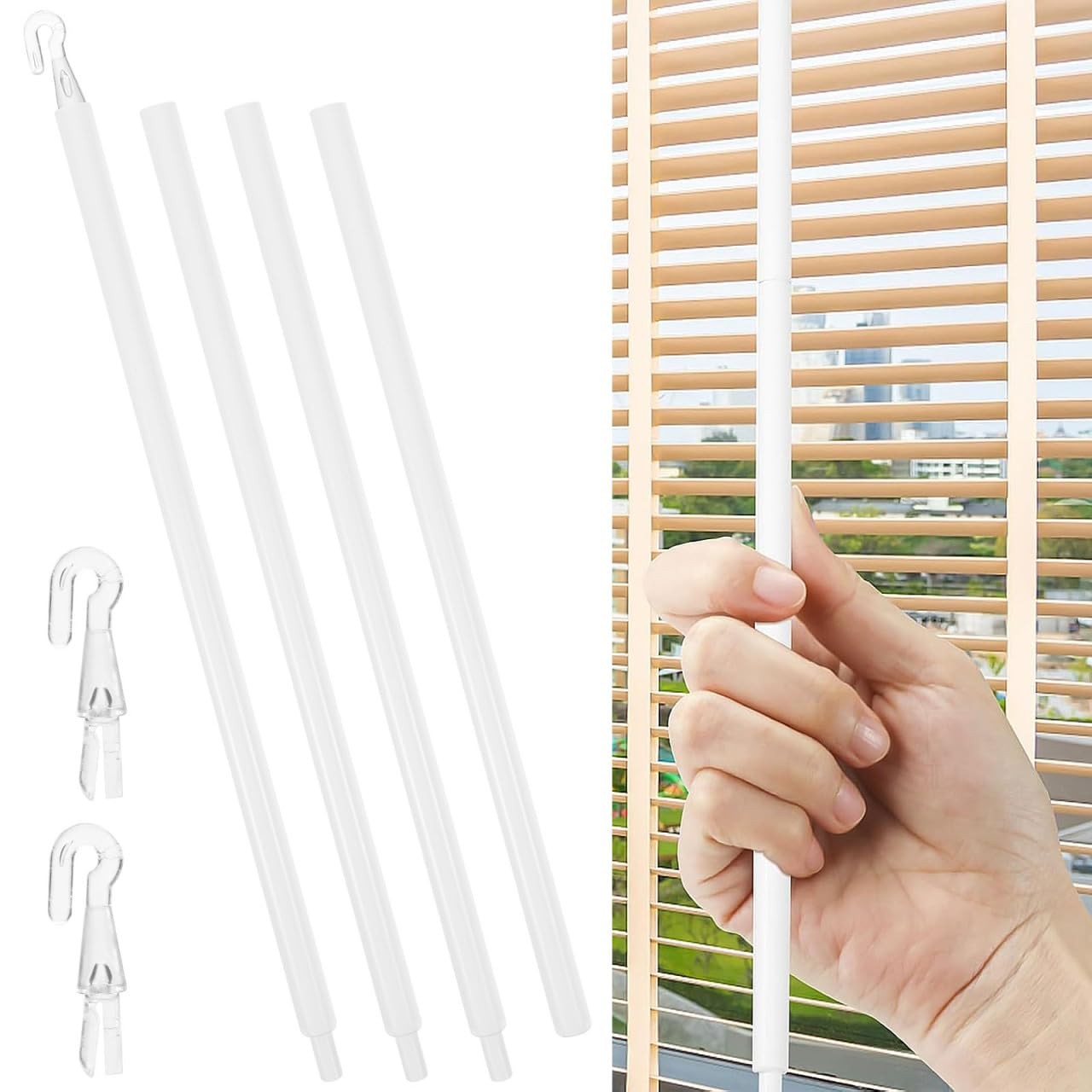 Blind Wand 2 Pcs Window Blinds Rods with Hook Detachable Blind Wands Vertical…
