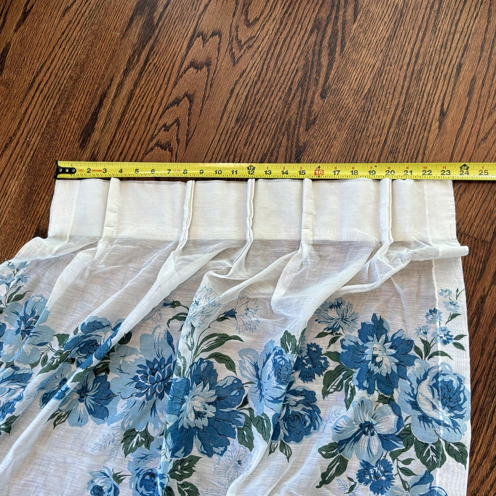 Set of 4 VTG 70s Blue Boho Floral Curtain Panels 82″ Cottagecore Grandma READ
