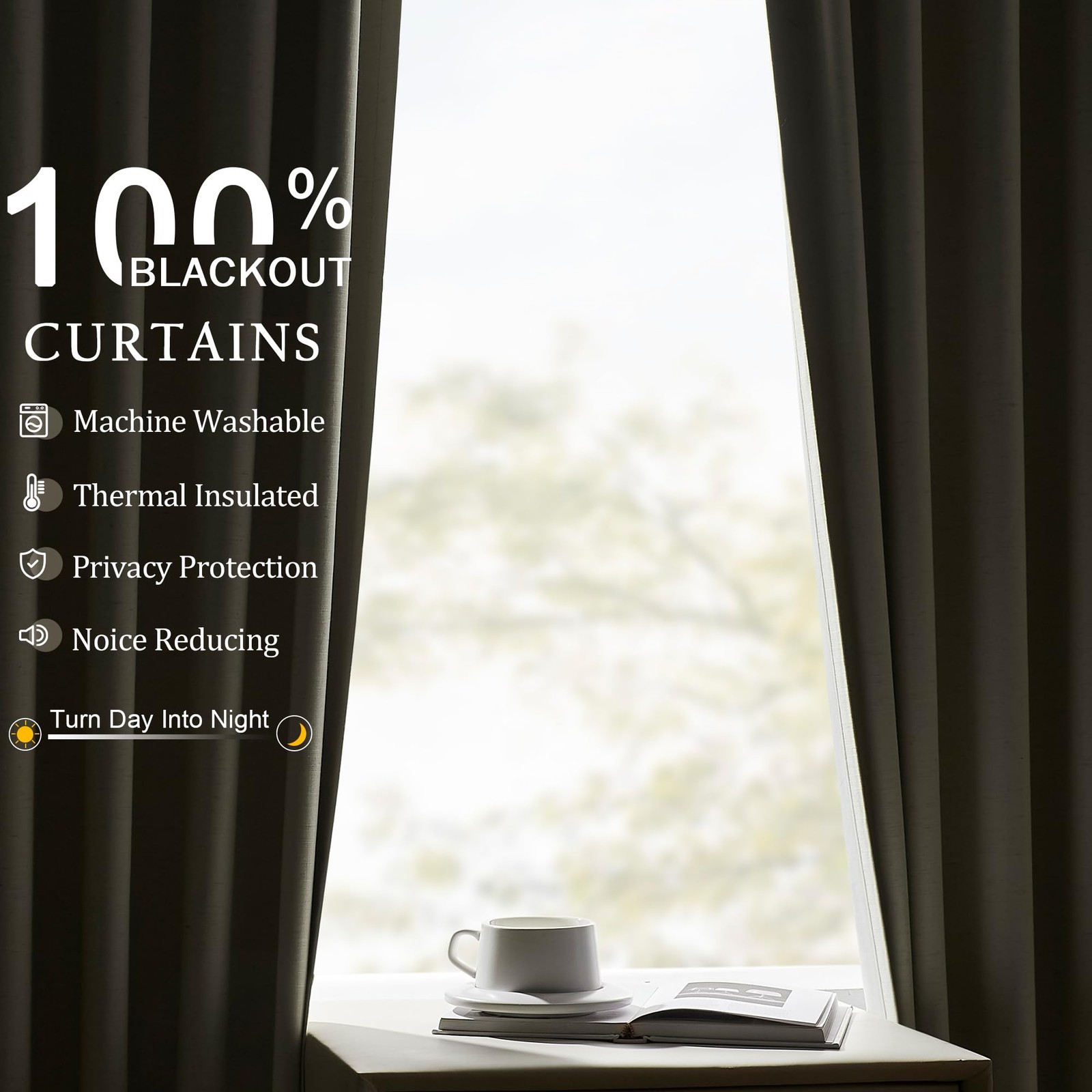 Blackout Curtains 54 Inch Long for Kitchen, Natural Beige 2 Panels