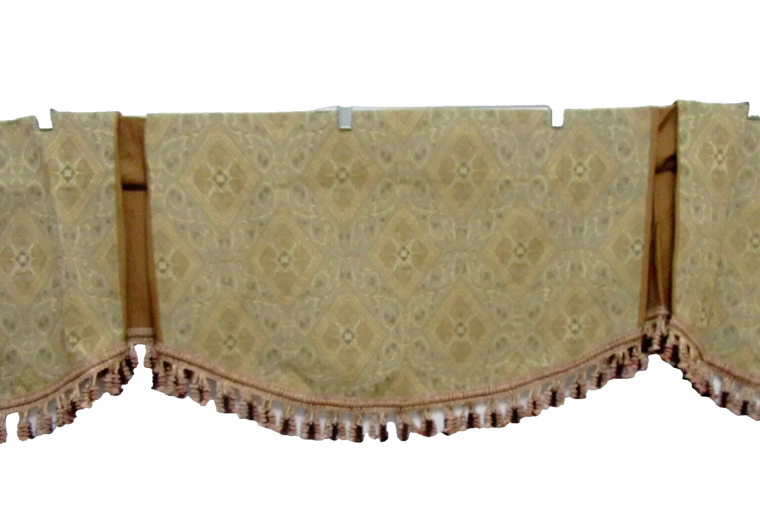 Custom Medallion Brocade Spiral Tassel 44 x 105 Drapery Panel Set and Valance