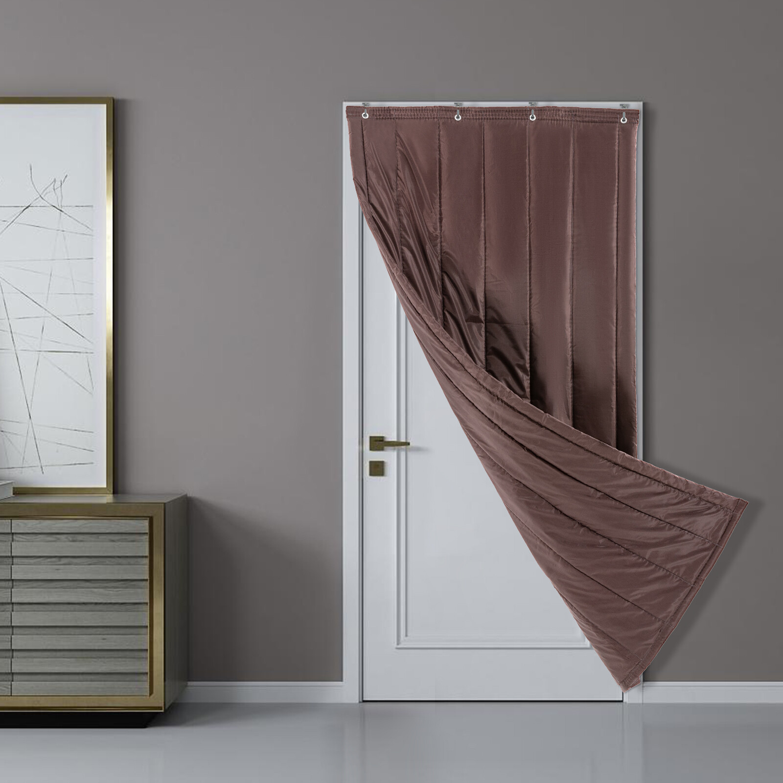 39.5*83in Thermal Insulated Door Curtain Rectangular Winter Doorway Cover Screen