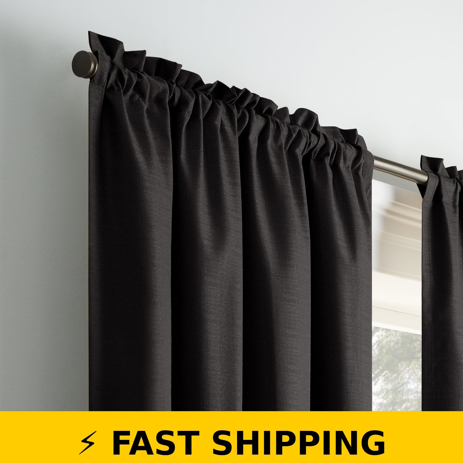 Eclipse Samara Solid Blackout Curtain Panel 42″ W x 84″ L Black