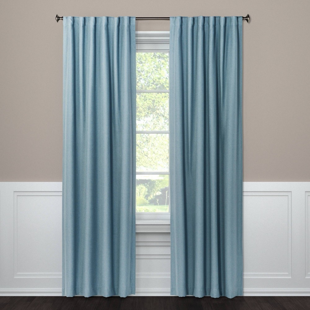 Threshold 1pc Drapes Blackout Rod Pocket Window Curtain Panel Aruba Blue50″x108″