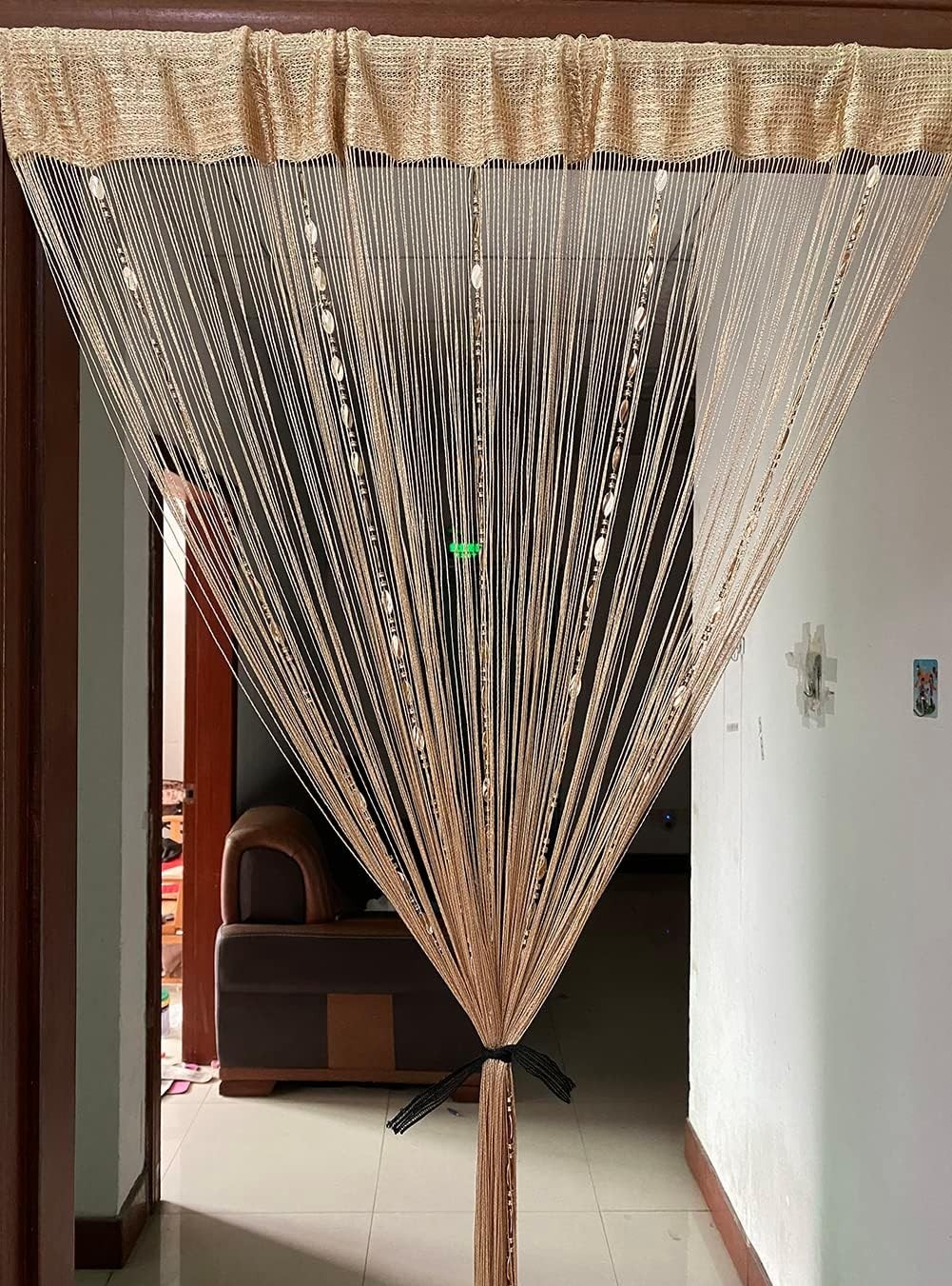 Art Deco Semi-Sheer Tassel Curtain in Champagne for Home Decor – 39.3” x 76.7”