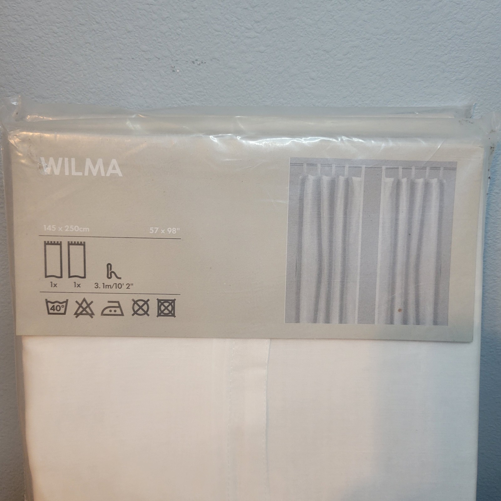 2 Pair of IKEA Wilma Curtains 57″ x 98″ White 501.120.00. 4 Panels Total