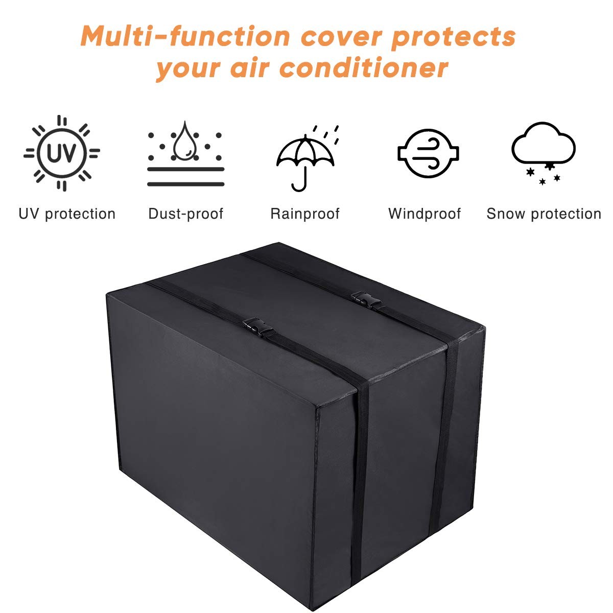 Black Waterproof Window AC Unit Cover 25.5Wx20.5Dx18H Insulation Protection