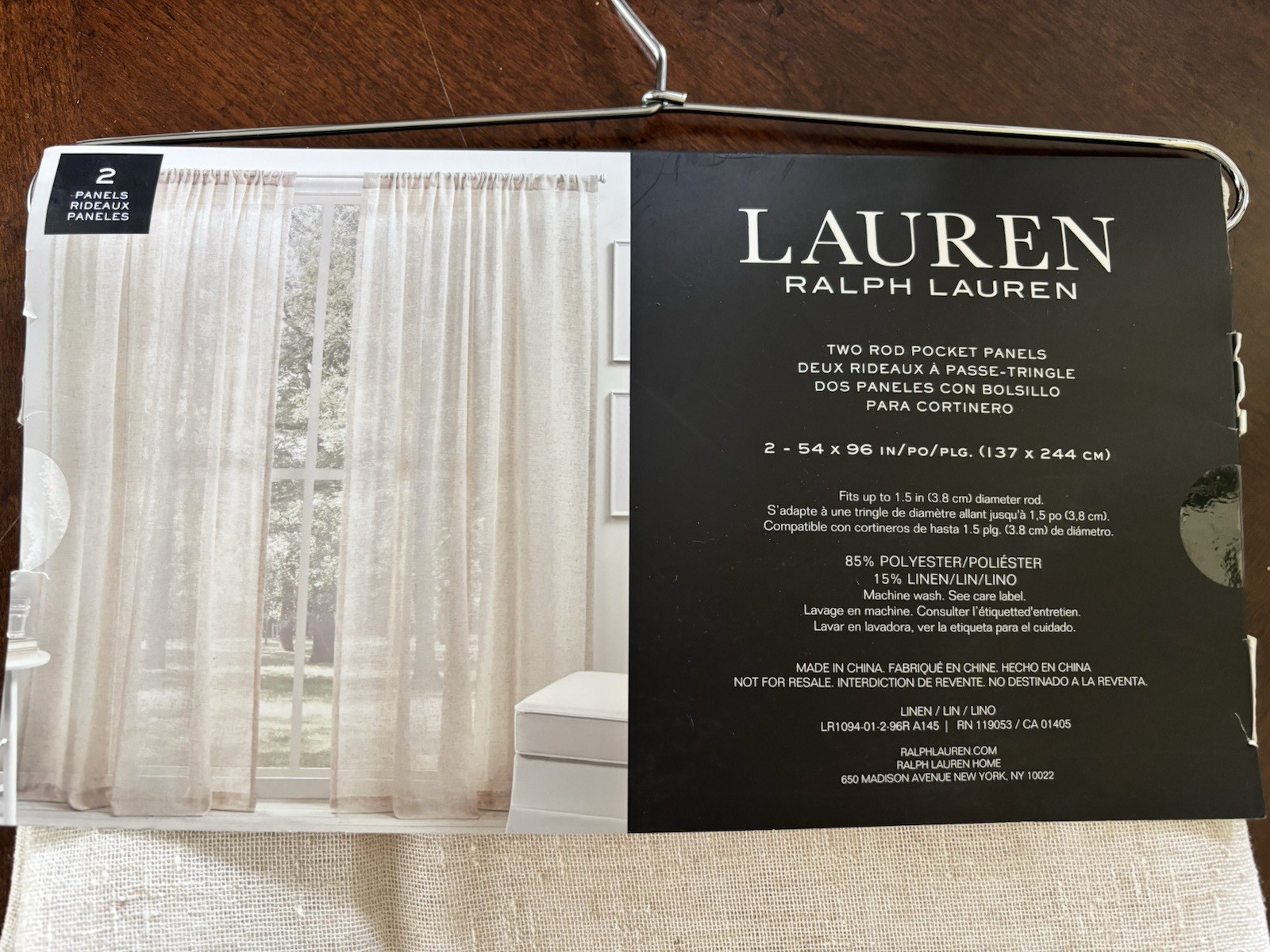 Ralph Lauren 2 Pc Window Curtains Panels Linen 54 x 96 Beige New