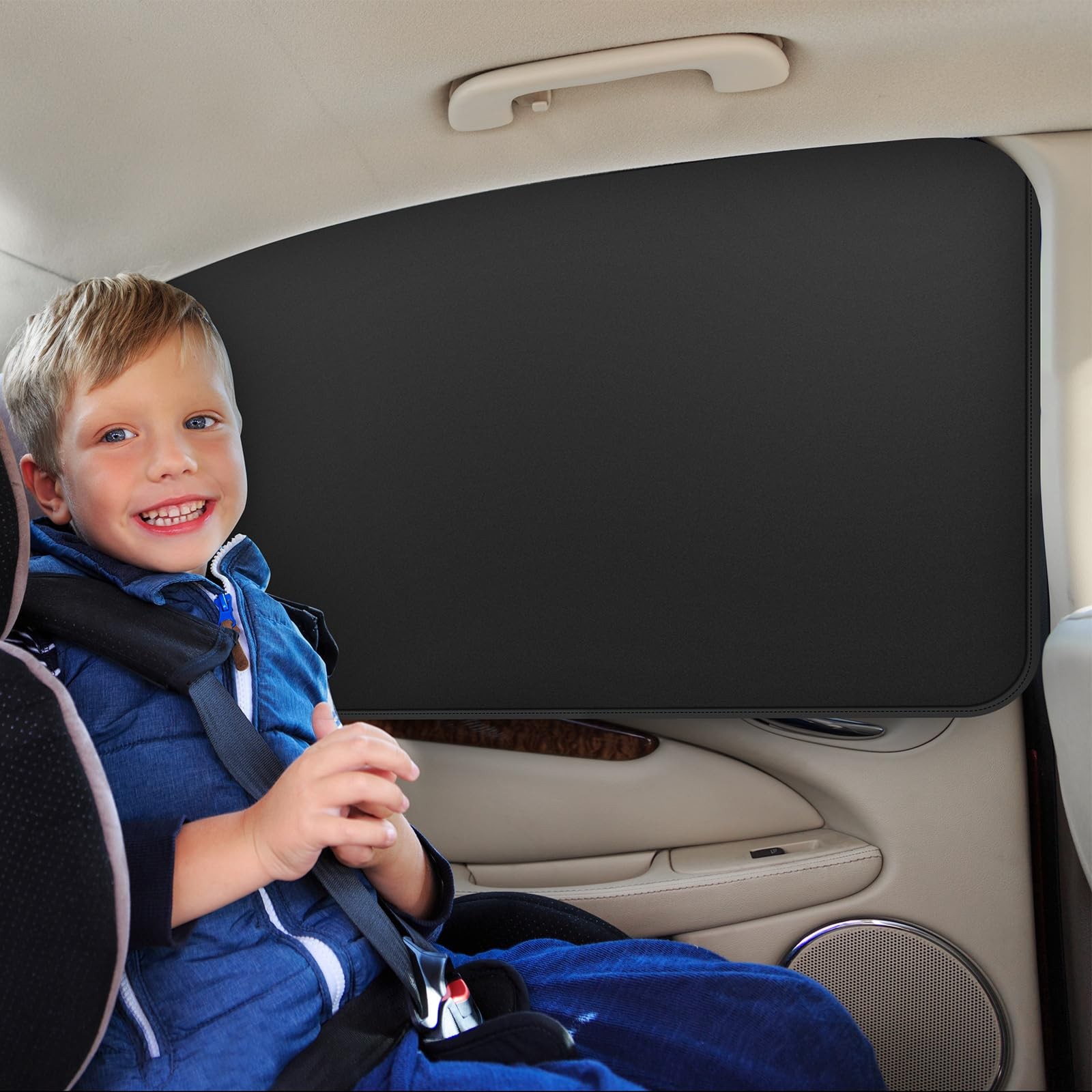 Car Window Sun Shades Curtains – Magnetic Privacy front and back-4pcs, Black