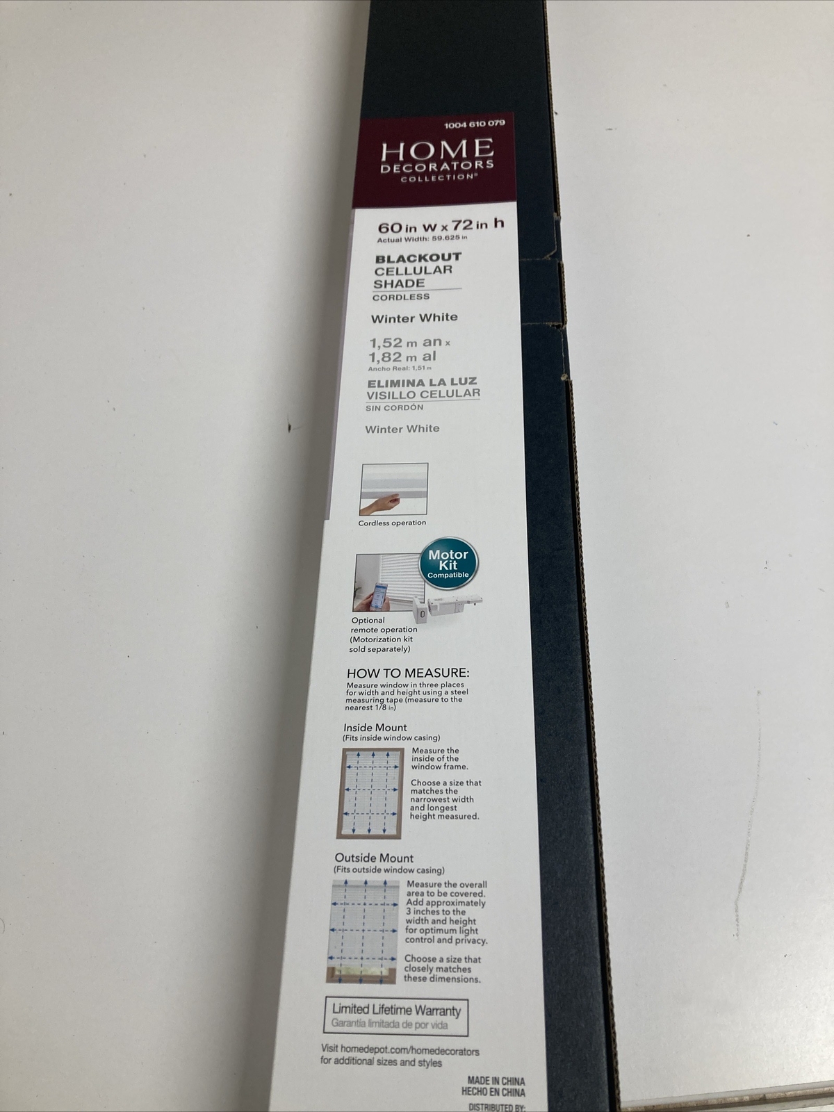 New HDC Blackout Cellular Shade Cordless Winter White 60 in W x 78 in H