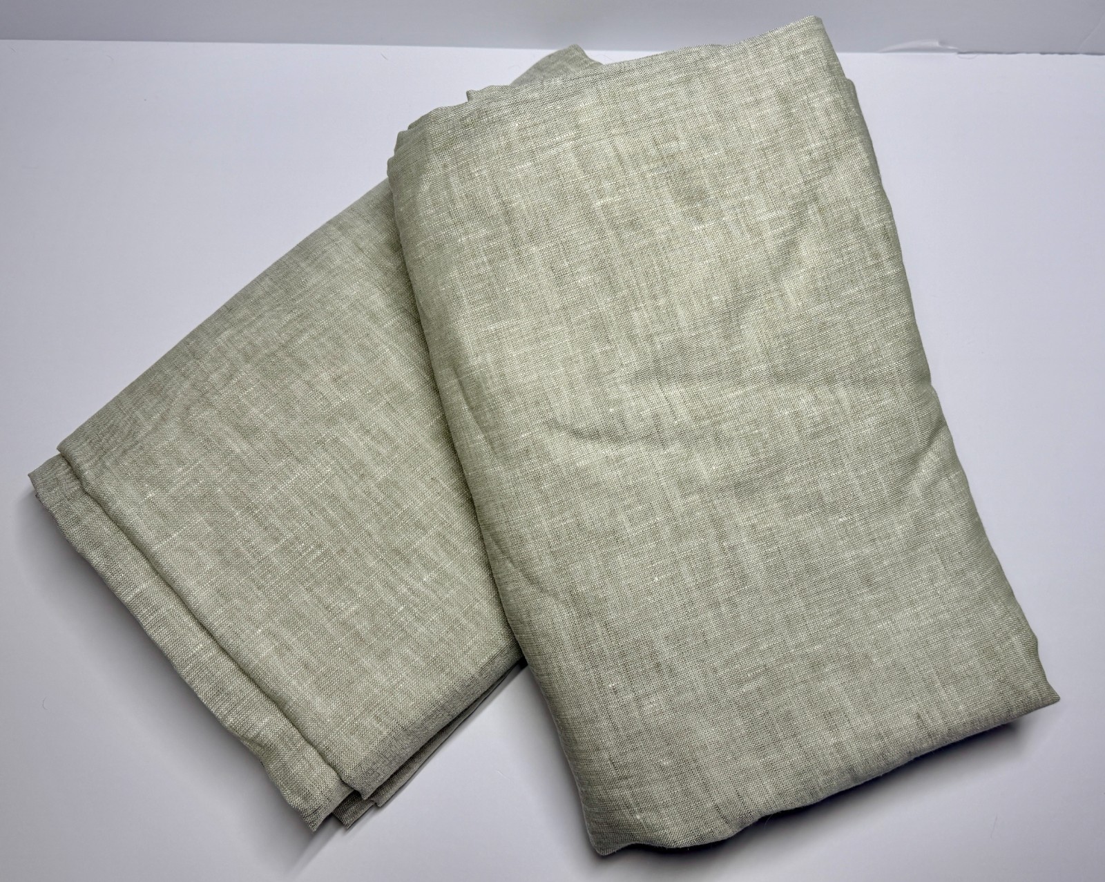 2 Quince European Linen Curtain Panels 48×96 Sage Flax Linen NWOT