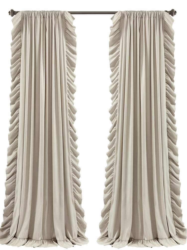 Reyna Ruffle Window Curtain Panel Set, Pair, 54″ W x 84″ L, Wheat – Flowy Cur…