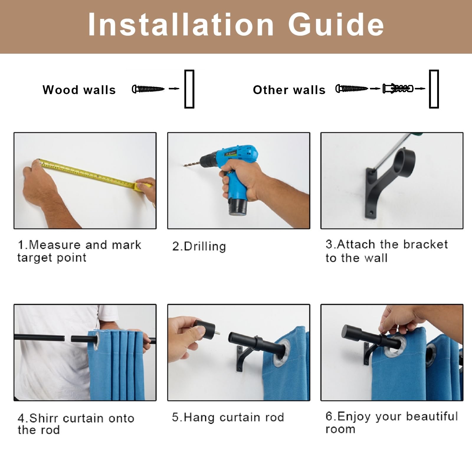 Extra Long Curtain Rods for Window 144-240″, Telescoping Heavy Duty 1-Inch Si…