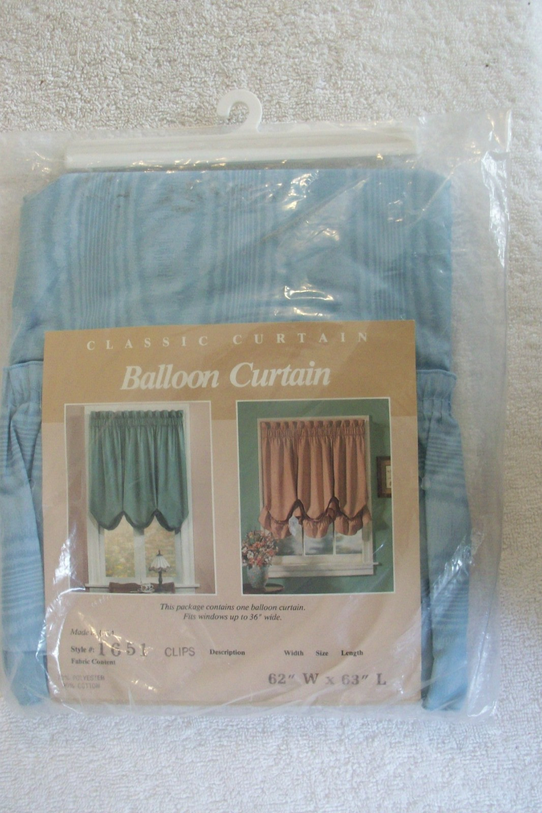 Classic Curtain # 1651 “Blue Ballon Poly-Cotton Curtain 62″W x 63″L” NEW