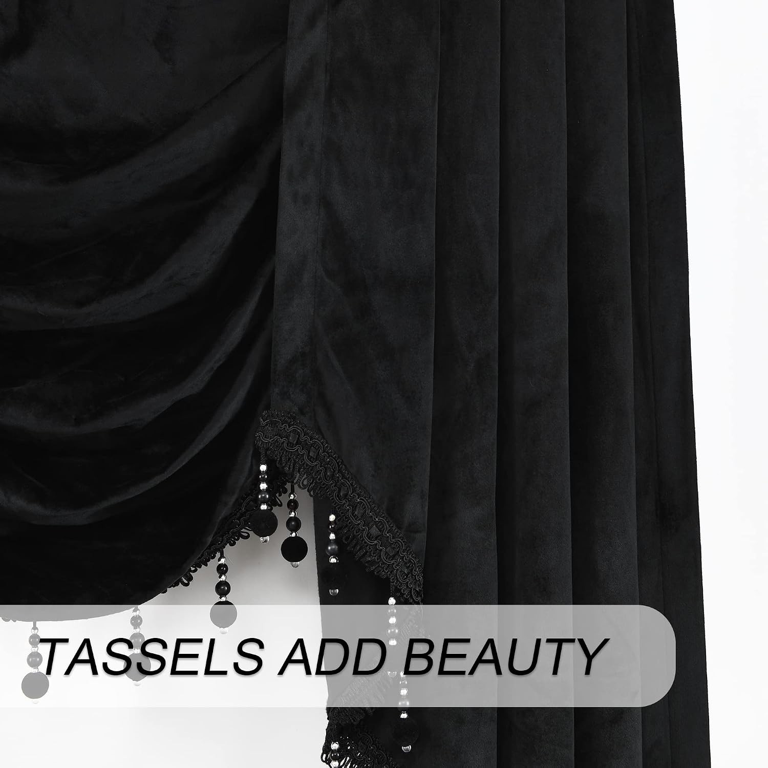 Black Waterfall Valances for Living Room, Velvet Swag Valance for Bedroom – R…