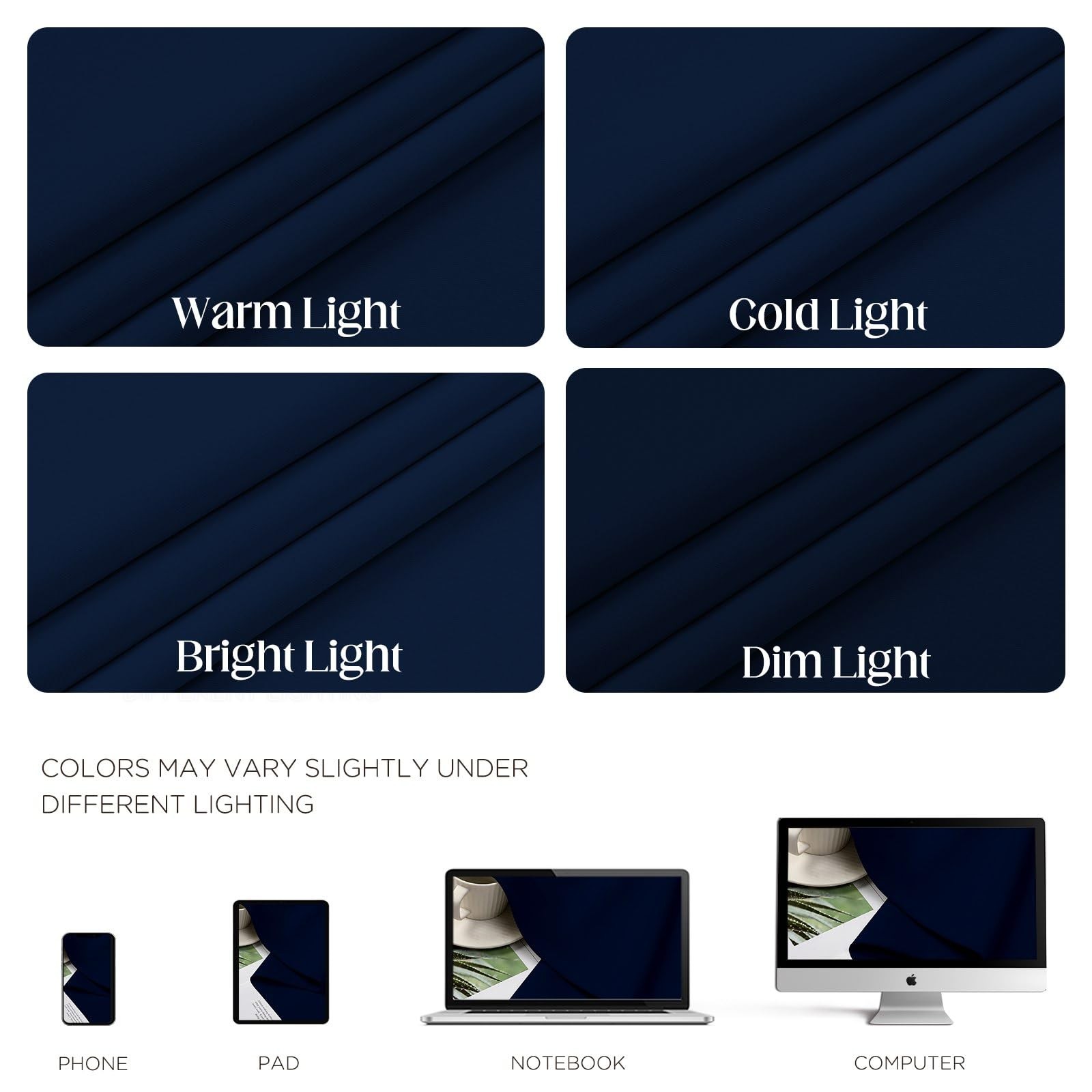 Navy Blue Blackout Curtains 84 inch Length 2 Panels Set, Room Darkening Drape…