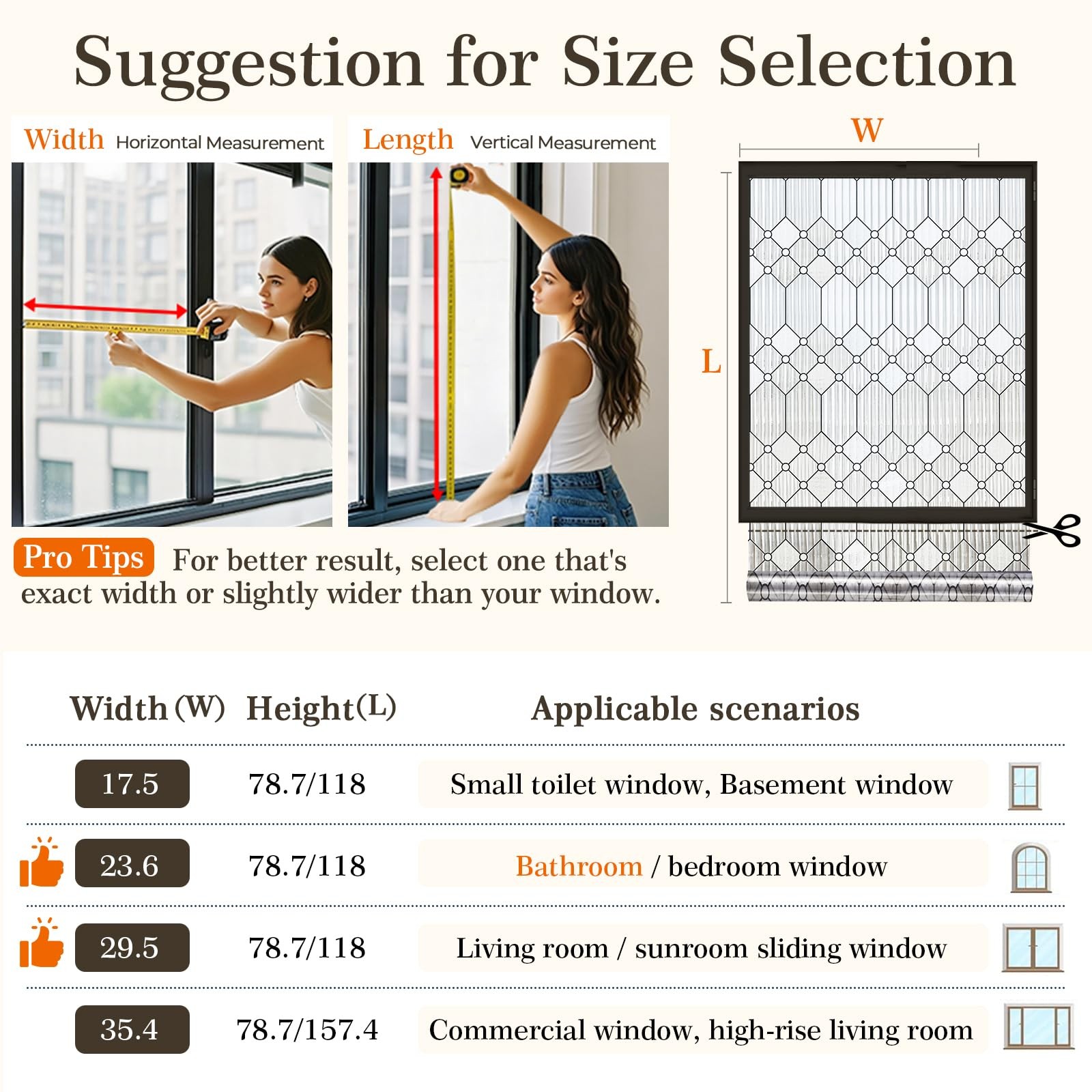 SUNBABY Reeded Glass Window Privacy Film, Frosted 17.5 x 78.7 inches,