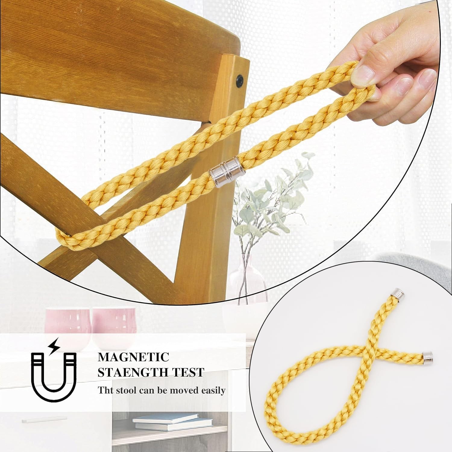 Stylish Gold Curtain Tiebacks, 2pcs Magnetic Holders for Various Curtain Styles