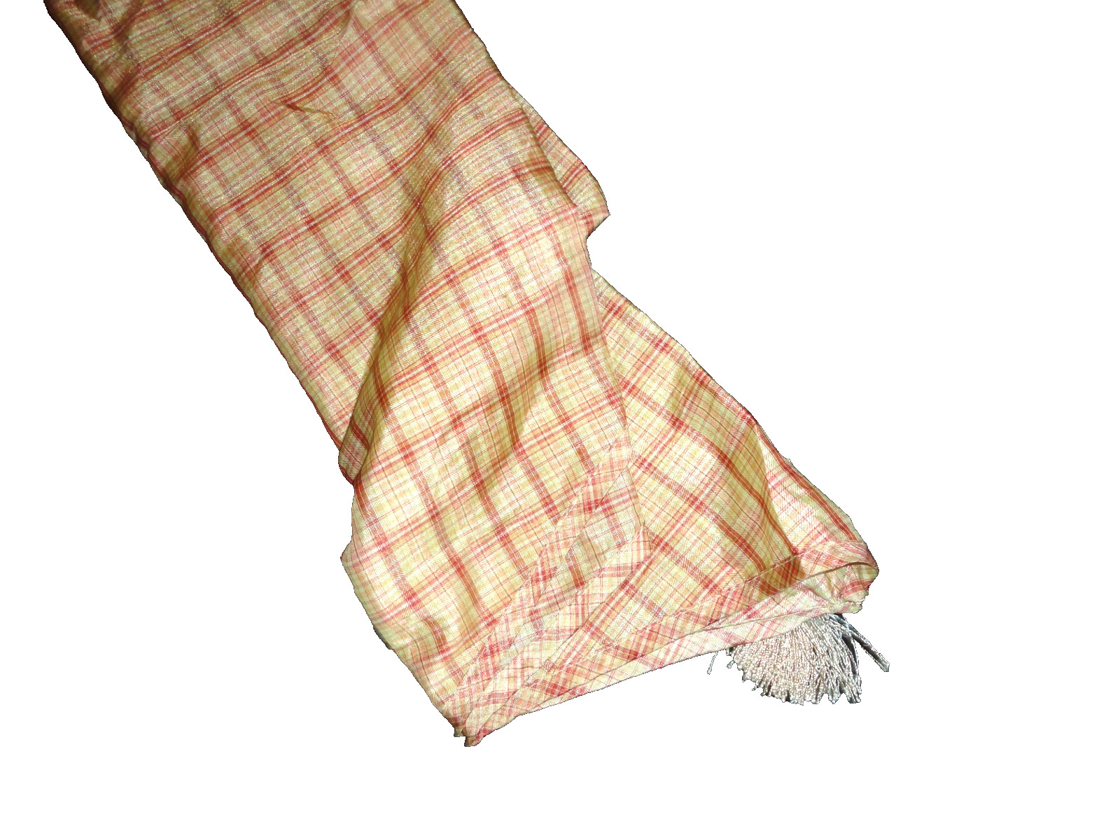 WAVERLY plaid terracotta gold semi sheer (1) ASCOT VALANCE 53 X 22