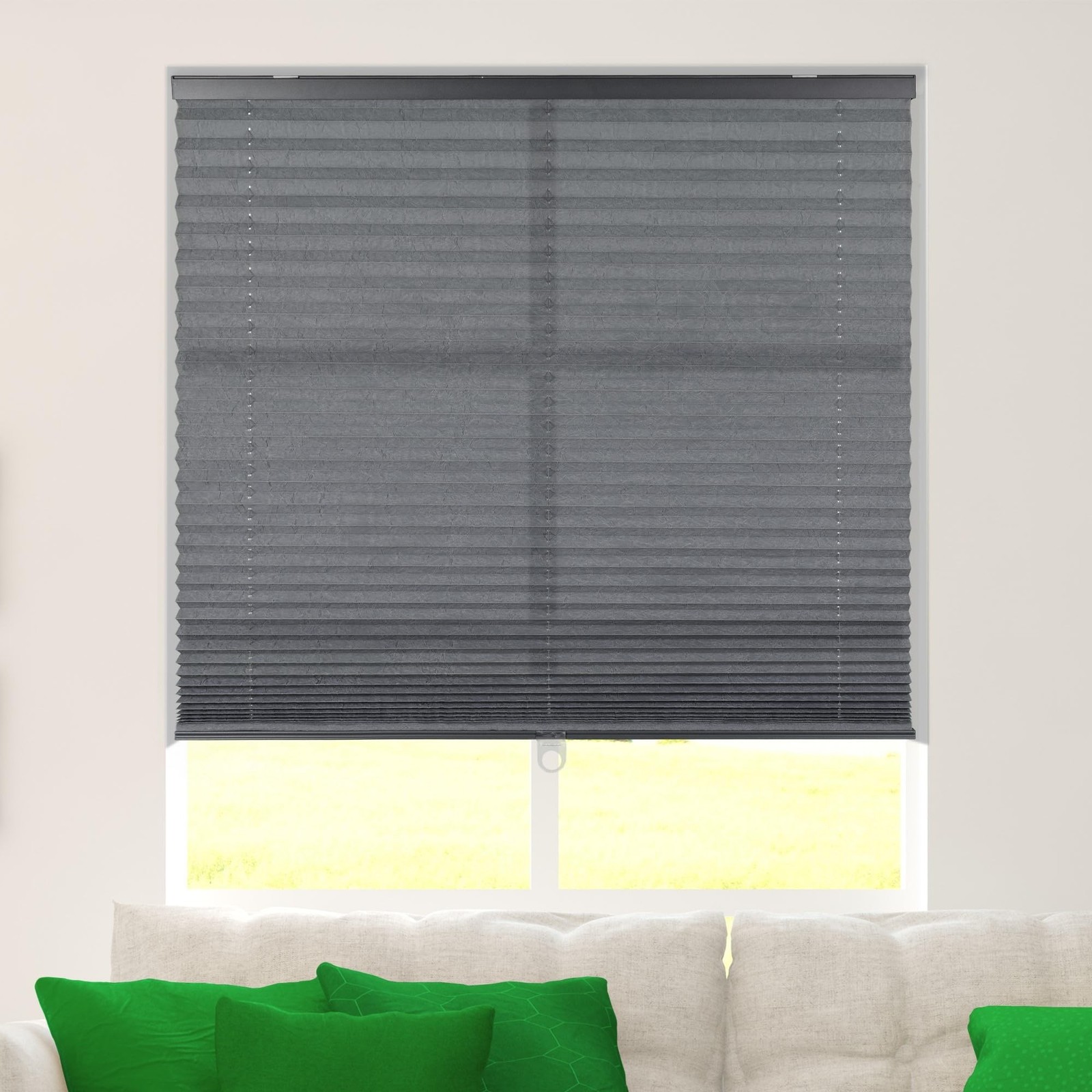 CALYX INTERIORS Pleated Fabric Window Shade, Light Filtering, Cordless, 46.5″…