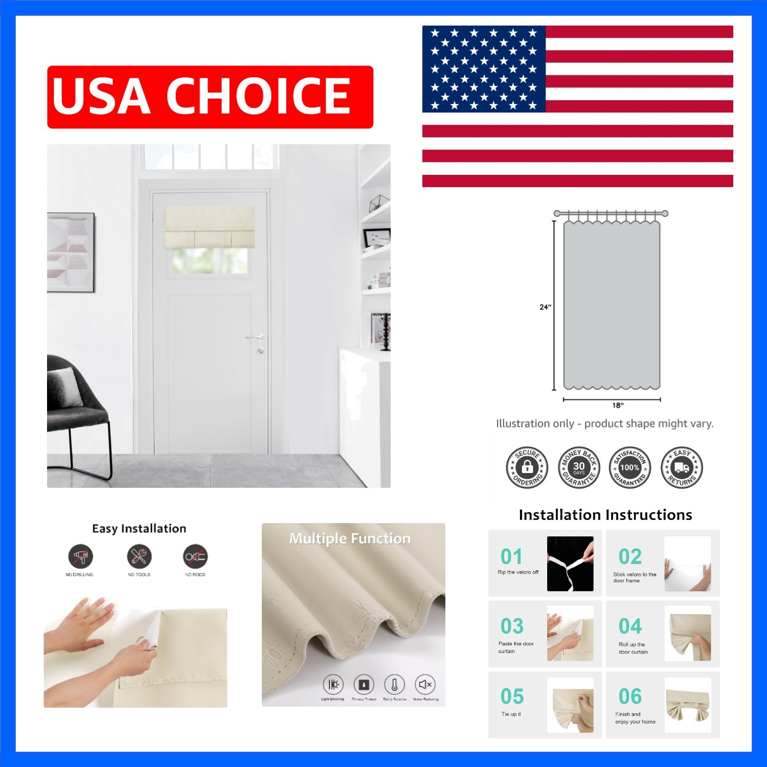 Side Curtain for Window, Room Darkening Solid Color Door Window Covering for …