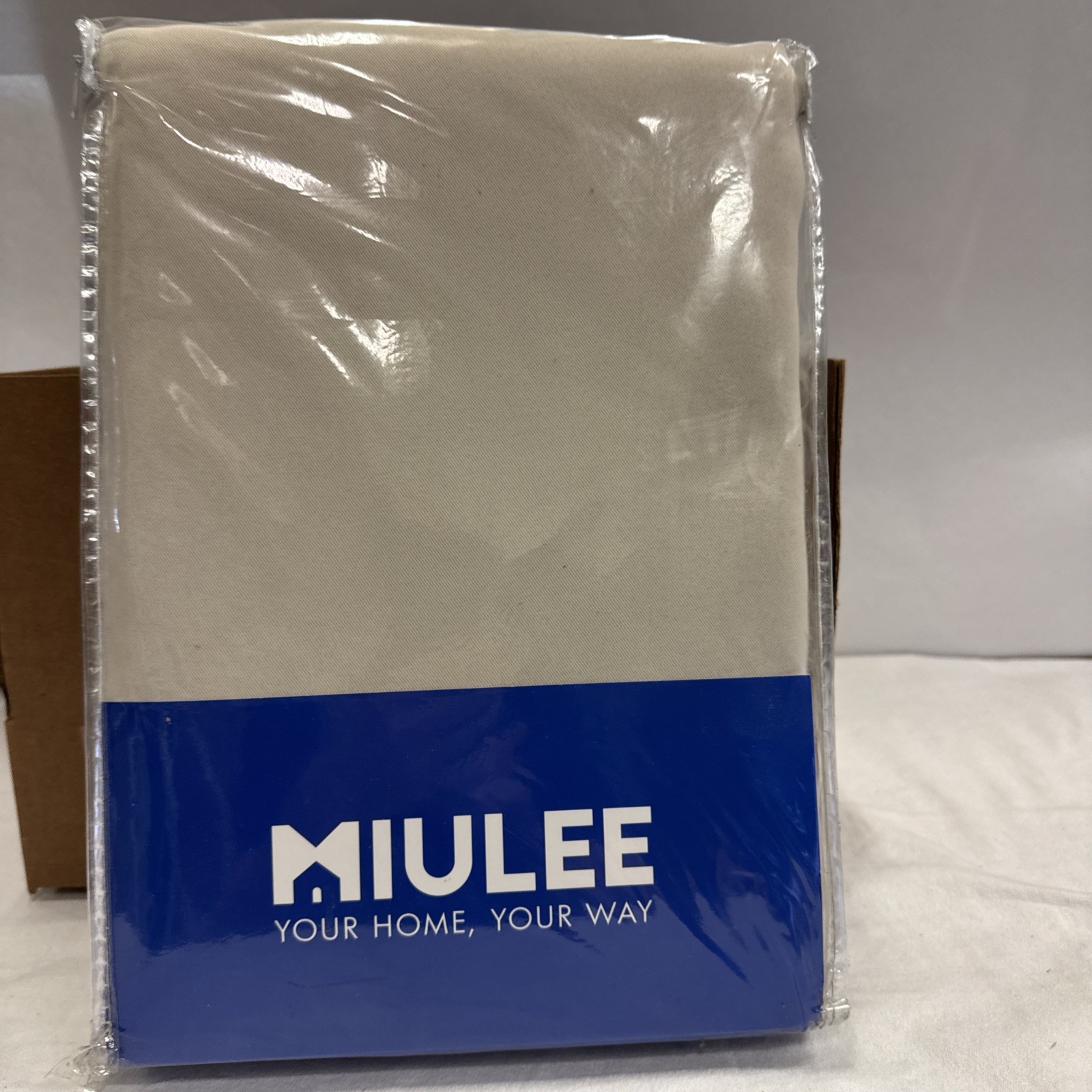 MIULEE Linen Texture Curtains Solid 100% Blackout Beige 52″x96″ 2 Panels