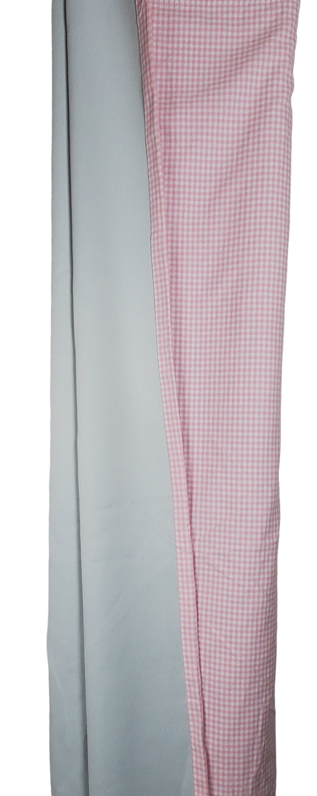 Pottery Barn Kids Pink White Gingham Plaid Checkered Curtain One Drape 44×63