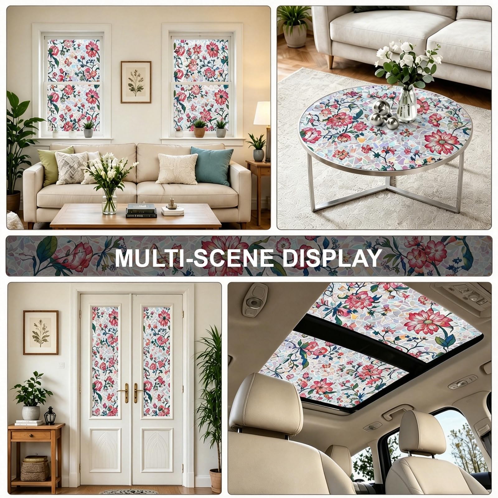 Window Privacy Film, Stained Glass Window Film Static Cling UV & Heat Blockin…