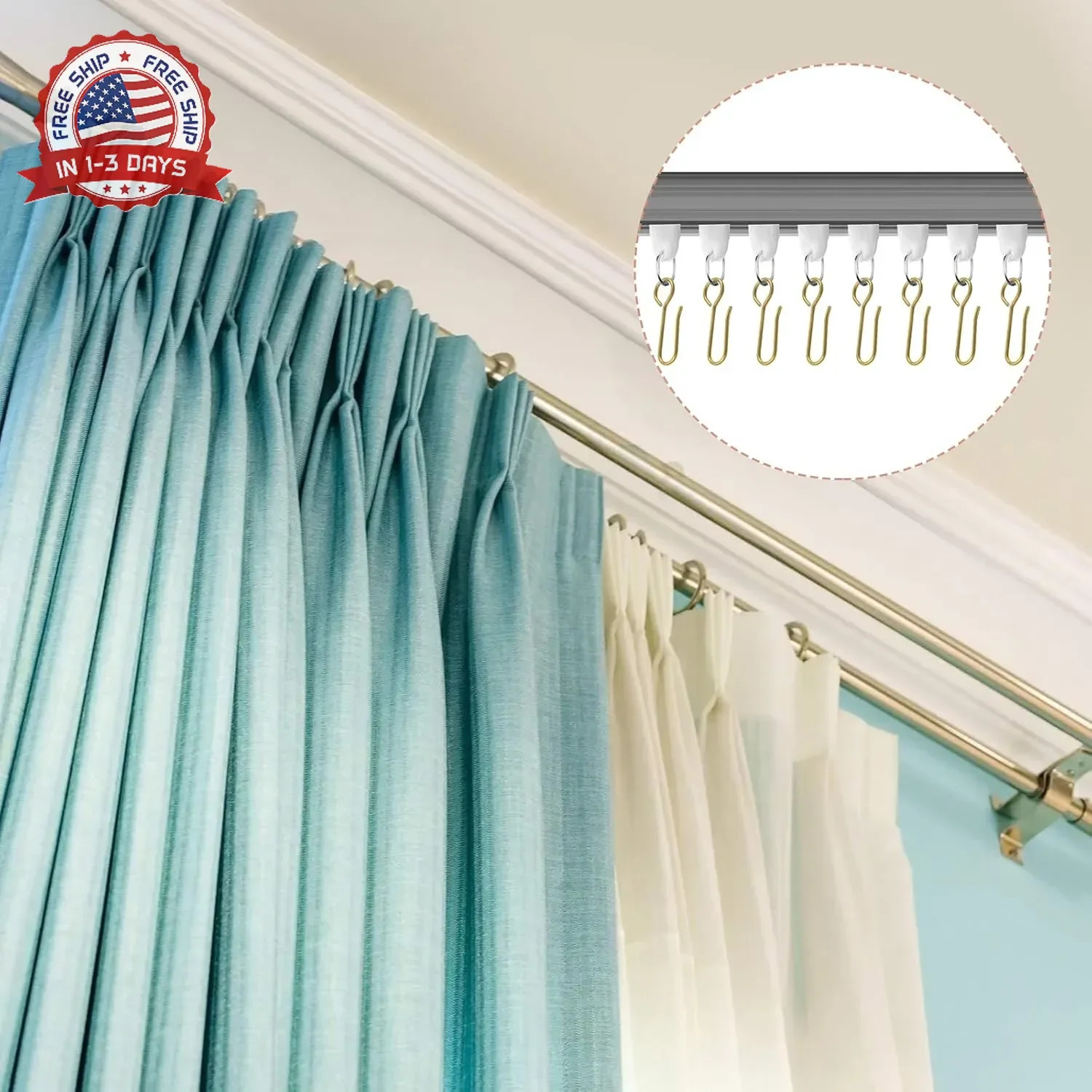 Jetec 60 Pcs Metal Curtain Track Hooks S Shaped Small Curtain Metal Drape Wire H