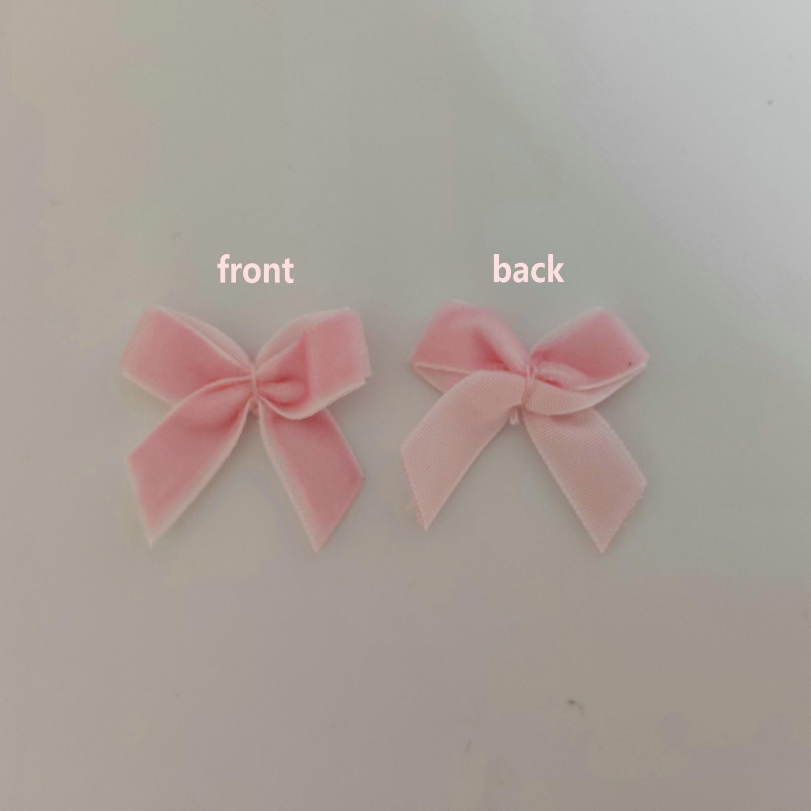 50pcs 1.2-Inch Mini Ribbon Bows in Baby Pink Velvet for Crafts Small Applique…