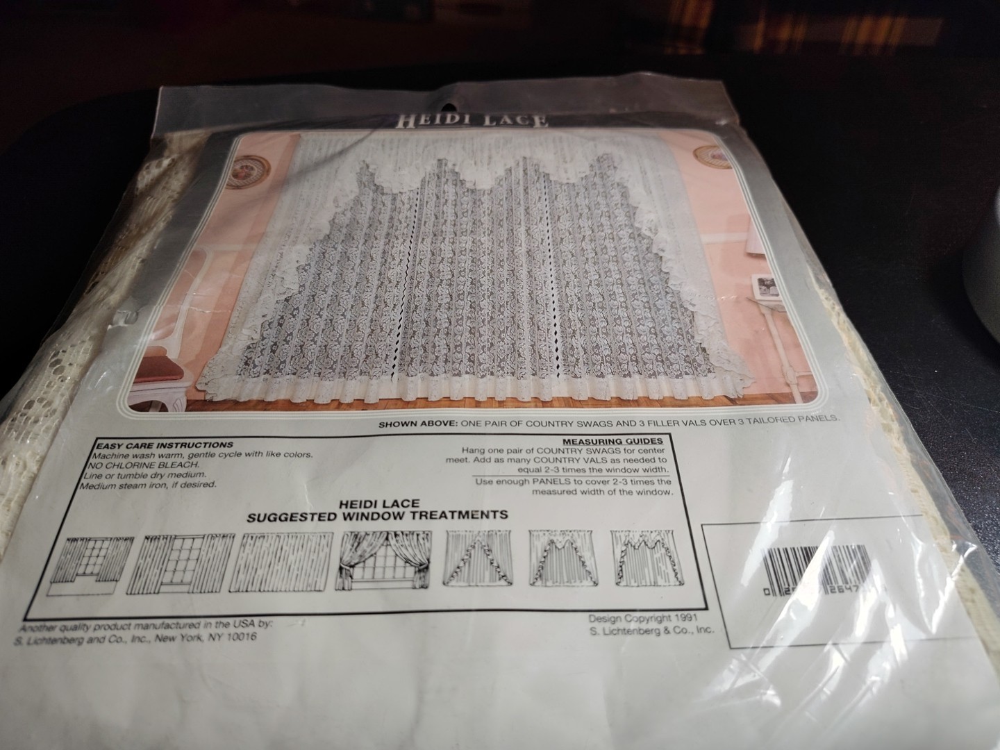 HEIDI LACE VALANCE (one) EGGSHELL 42X21″ TOP MADE IN USA VINTAGE 1991 NEW