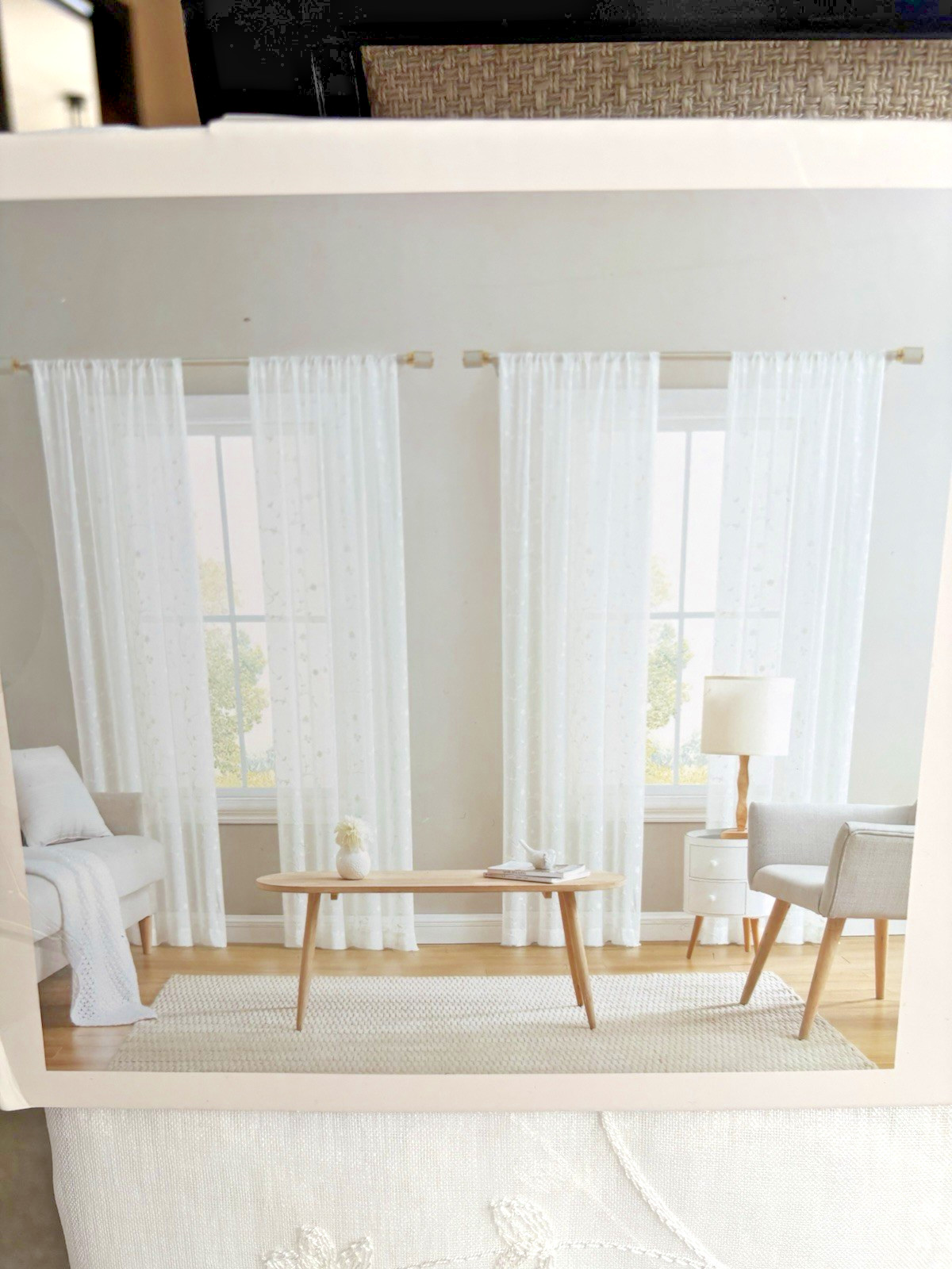 Laura Ashley Window Curtains 4 FOUR Panels 38 x 84 White Sheer Cream Embroidered