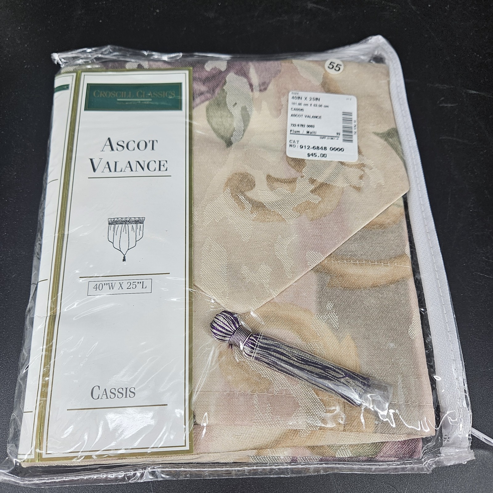 Croscill Ascot Valance Window Treatment 40×25 Classics Cassis Plum Amethyst Curt