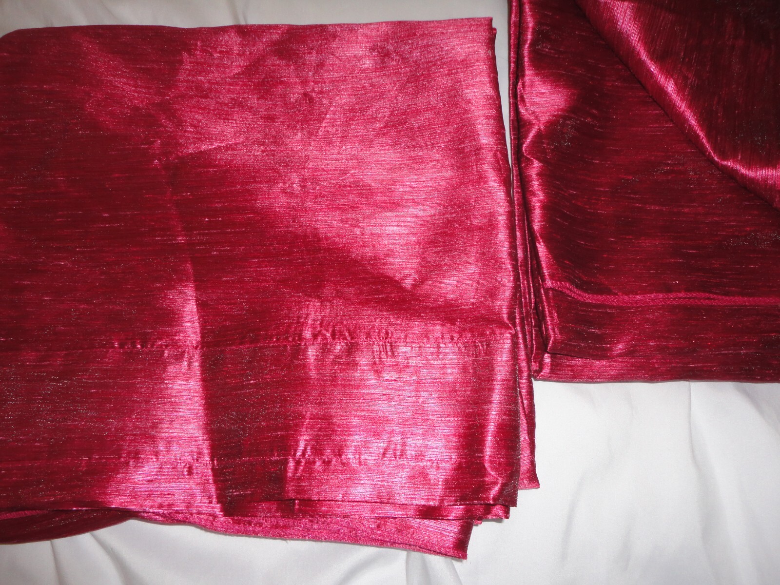 IKEA FELICIA SHINY metallic MAGENTA (2) UNLINED DRAPERY PANELS 56X104 100% POLY
