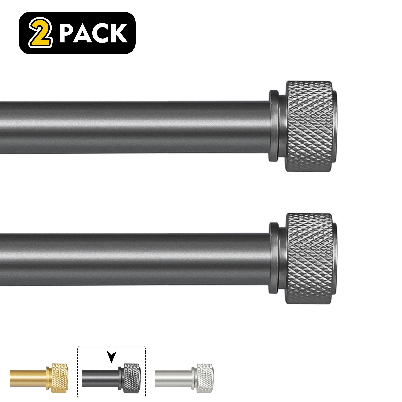 1-2 Pack 5/8″ Telescoping Single Curtain Rod Set with Maniglia Finials, 28″-120″