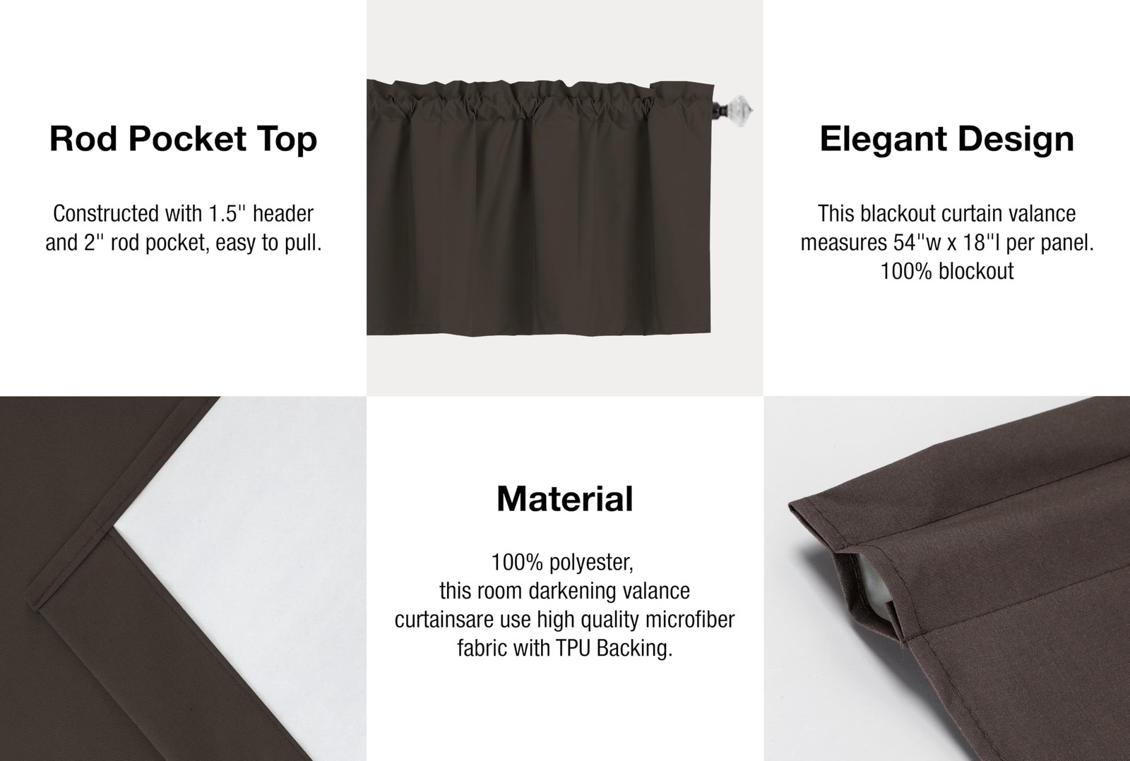 Easy Home 2 Panels Blackout Tier Curtain with Rod Pocket for Kitchen, Bathroo…