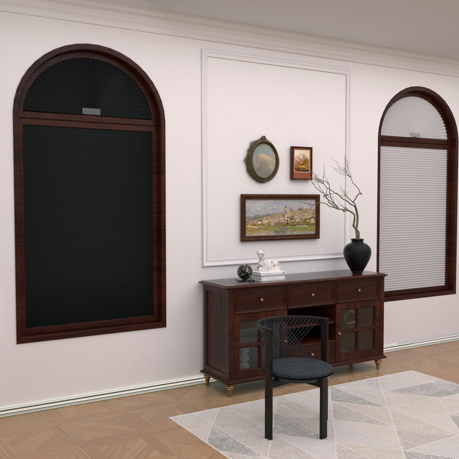 Arch Window Shades Half Circle Blackout Cellular Shades Cordless No Drill Bli…