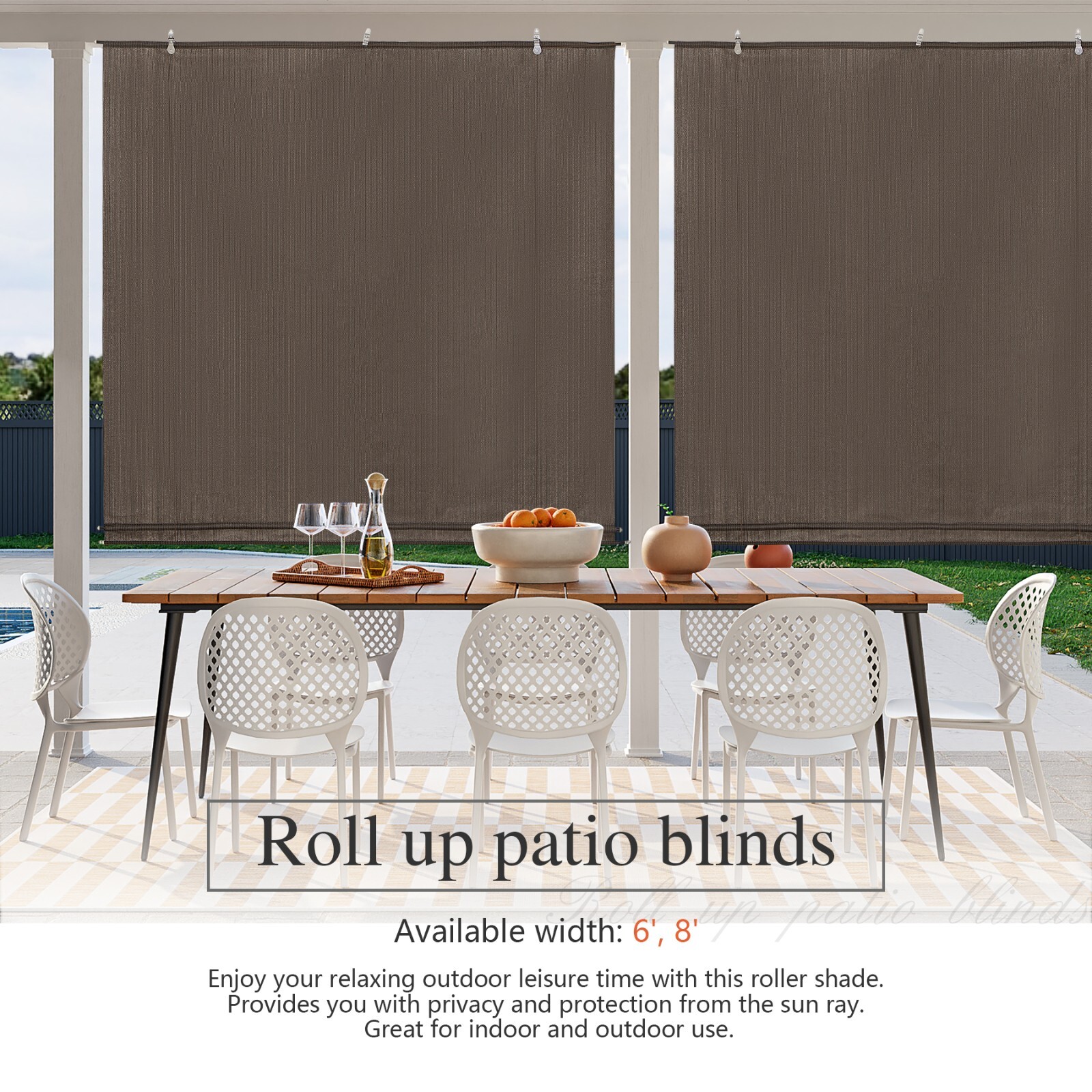 Roll Up Shade Roller Shade Blind for Outdoor Patio Porch Pergola Deck Office