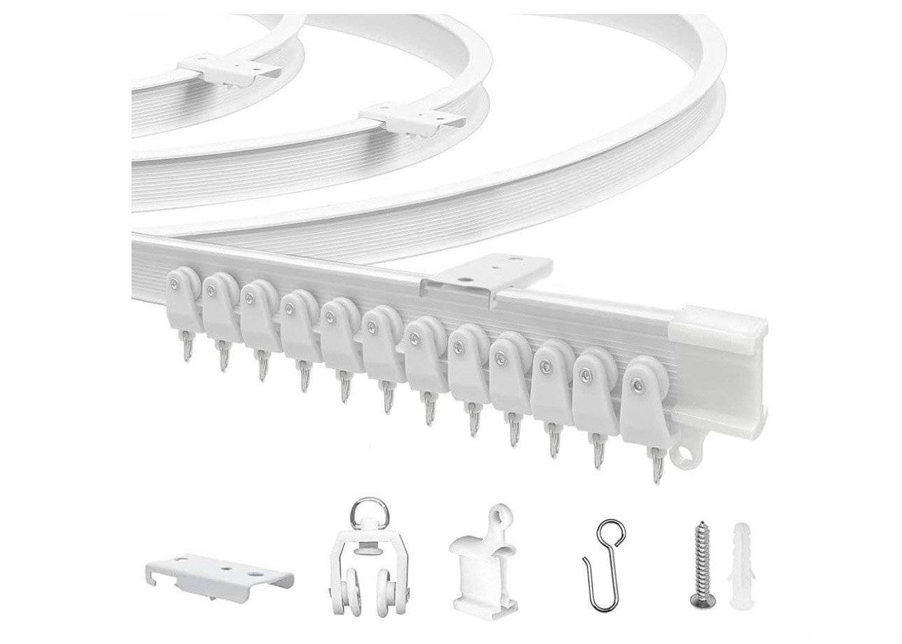 Flexible Bendable Ceiling Curtain Track, 9.8ft (3m) Curved, PVC, Metal