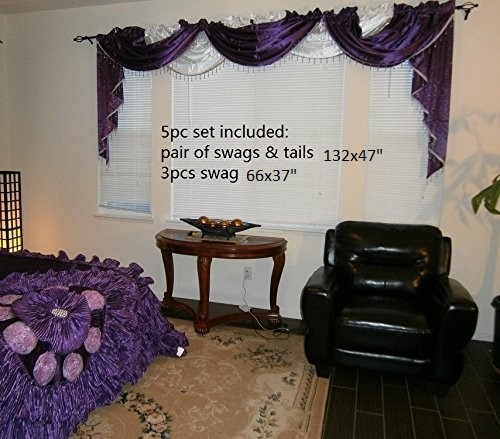Octorose ® Royalty Custom Waterfall Window Valance Swags & Tails in many color
