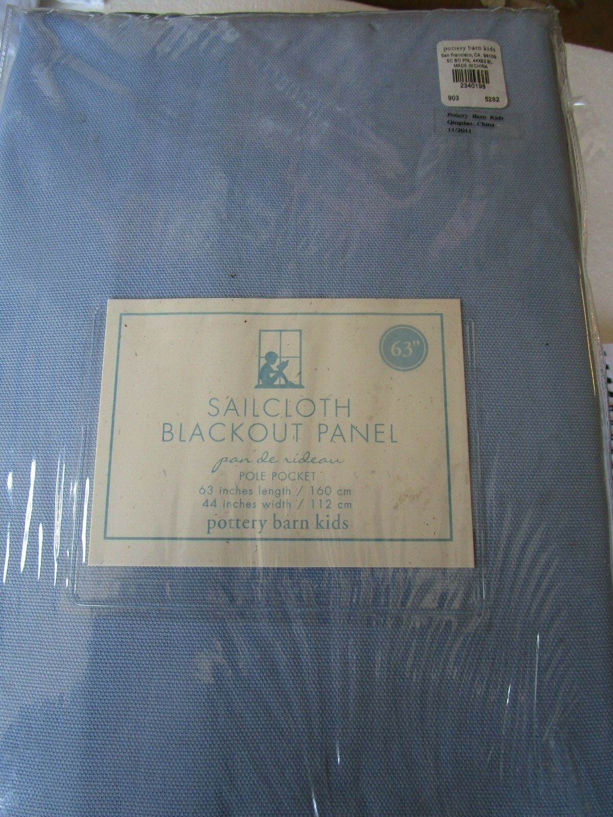 1 Pottery Barn Kids Sailcloth Blackout blue Drape 44 X 63 New in package