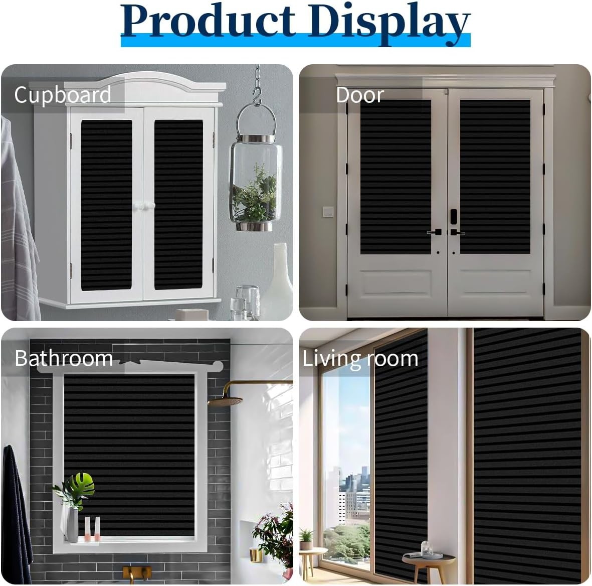 Opaque Black Window Covering – 100% Light Block, Easy Install – 11.8 x 78.7 in