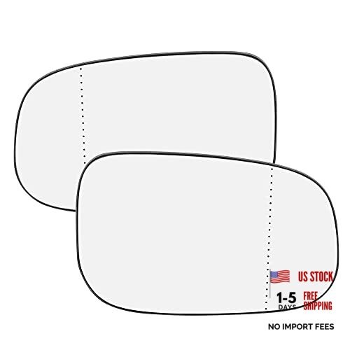 Pair of Glass Mirrors Heated with Backing Plate for Passenger Side LH RH