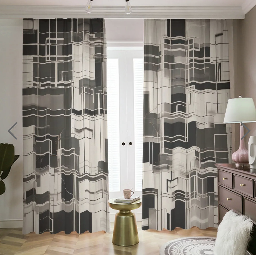 Mid Century Modernist Blackout Curtains Modern Art Shades Black Out Retro Drapes