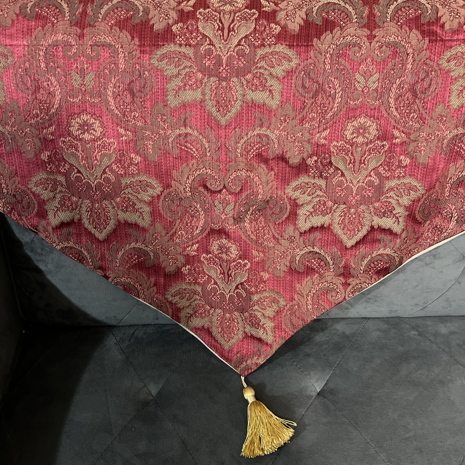 Croscill Bellissima Ascot Valance Red and Gold with Tassels 40×25