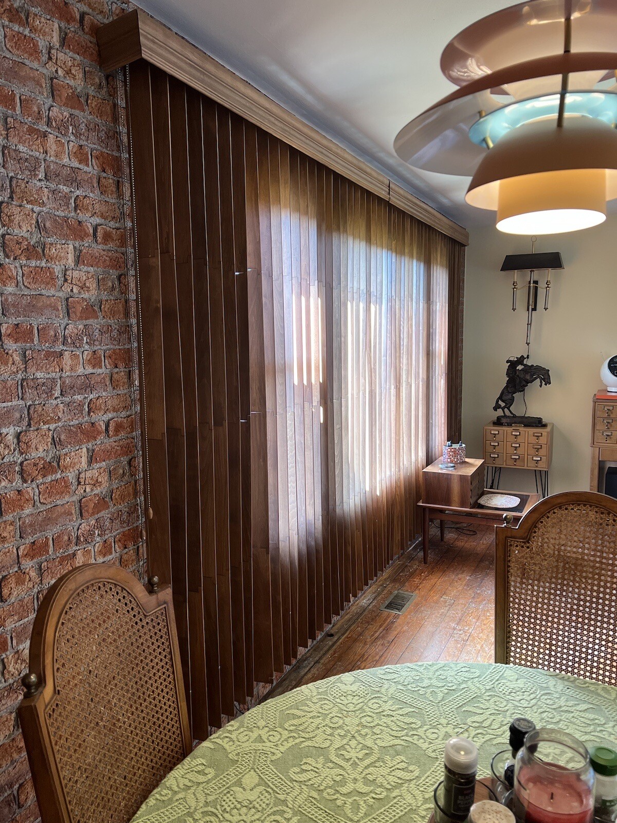 Nanik Vertical Real Wood Blinds Outside Mount 12’ Or Two (2) x 6’ blinds x 85”
