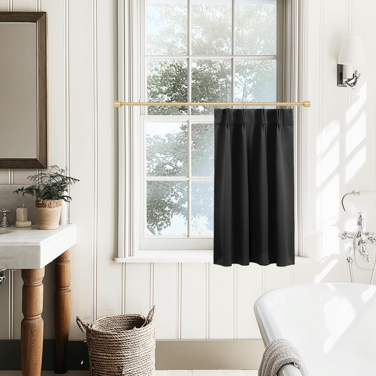 Small Window Curtains Single Panel, Pinch Pleated 36 Inch Blackout Thermal Sh